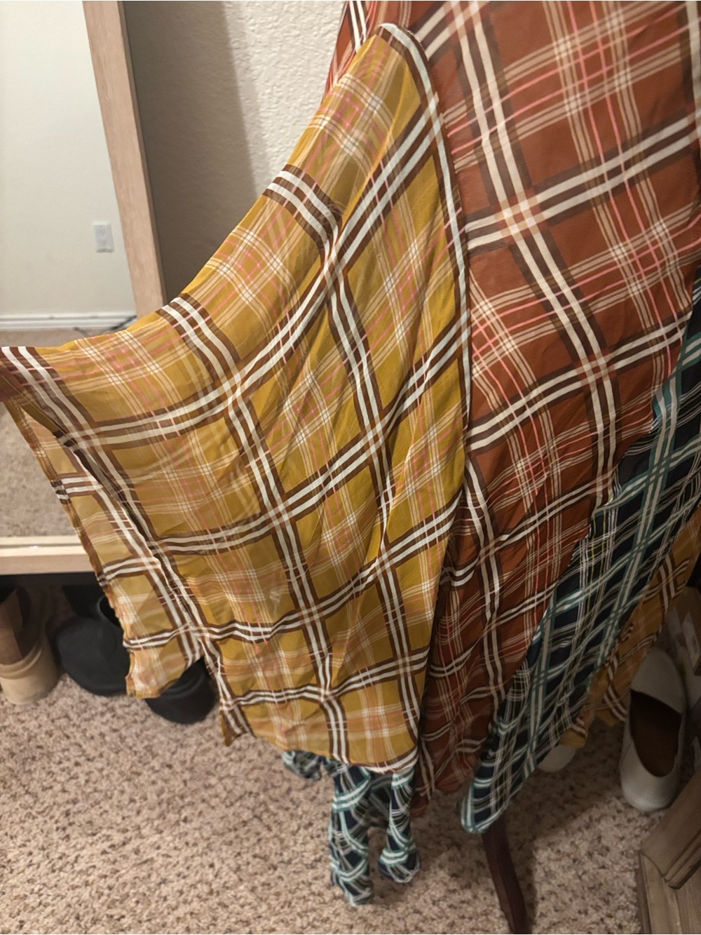 Anthropologie Maeve Sleeveless Asymmetric Plaid Mix Midi Dress Size XL - Picture 6 of 12